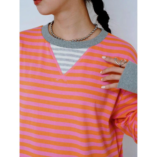 CONTRAST STRIPED TOP