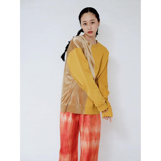 VELOUR PANEL MIX SWEATSHIRT