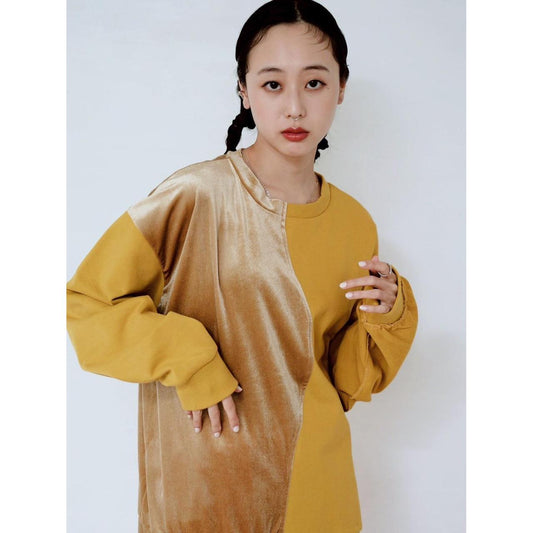 VELOUR PANEL MIX SWEATSHIRT