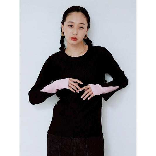 COLOR BLOCK RIB KNIT TOP