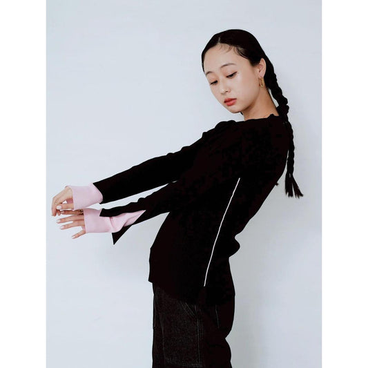 【PRE-ORDER】COLOR BLOCK RIB KNIT TOP