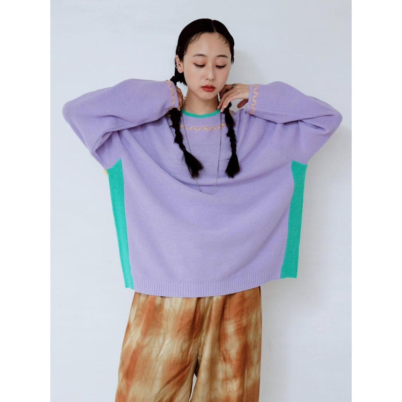 【PRE-ORDER】CONTRAST PANEL KNIT TOP