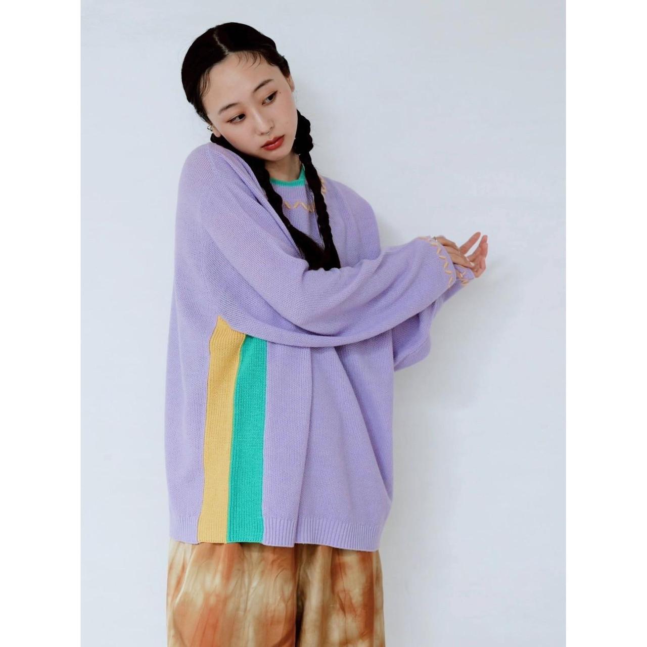 【PRE-ORDER】CONTRAST PANEL KNIT TOP