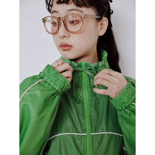GINGHAM PANEL TRACK JACKET
