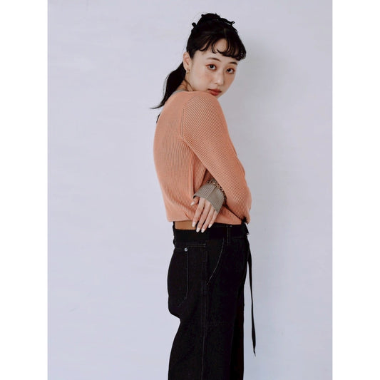 CONTRAST TRIM RIB KNIT TOP