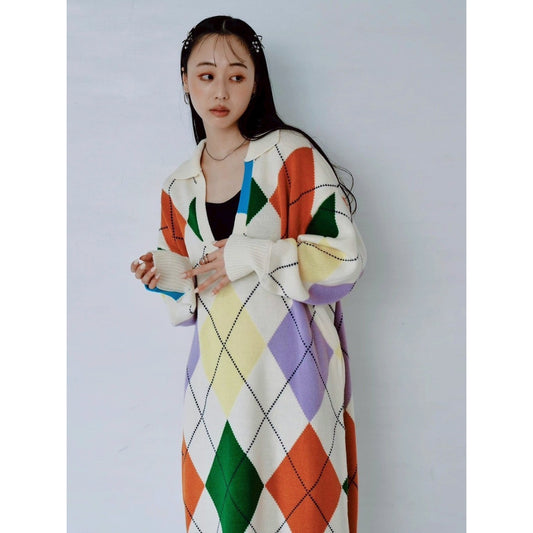 【PRE-ORDER】ARGYLE KNIT DRESS