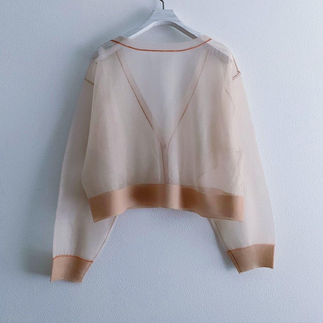 CONTRAST STITCH SHEER KNIT CARDIGAN