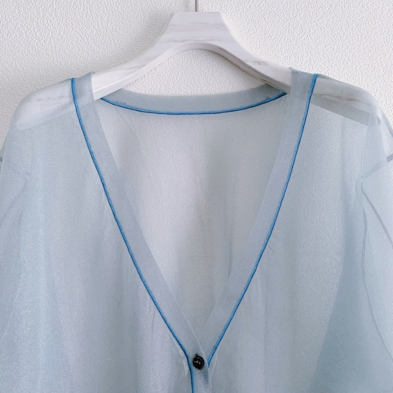 CONTRAST STITCH SHEER KNIT CARDIGAN