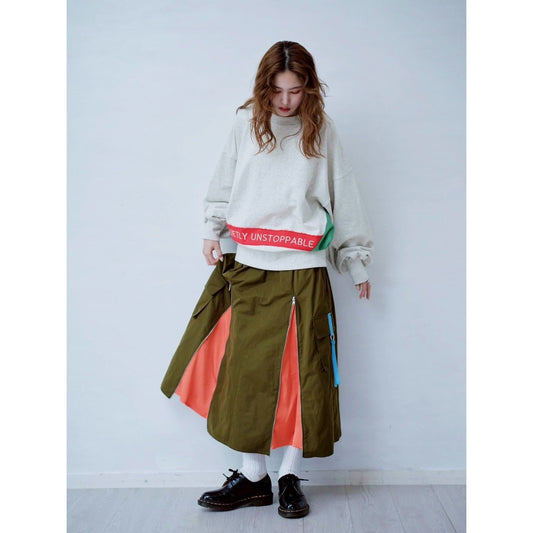 【PRE-ORDER】ZIP DETAIL FLARE SKIRT