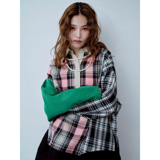 【PRE-ORDER】PANELED CHECK PULLOVER