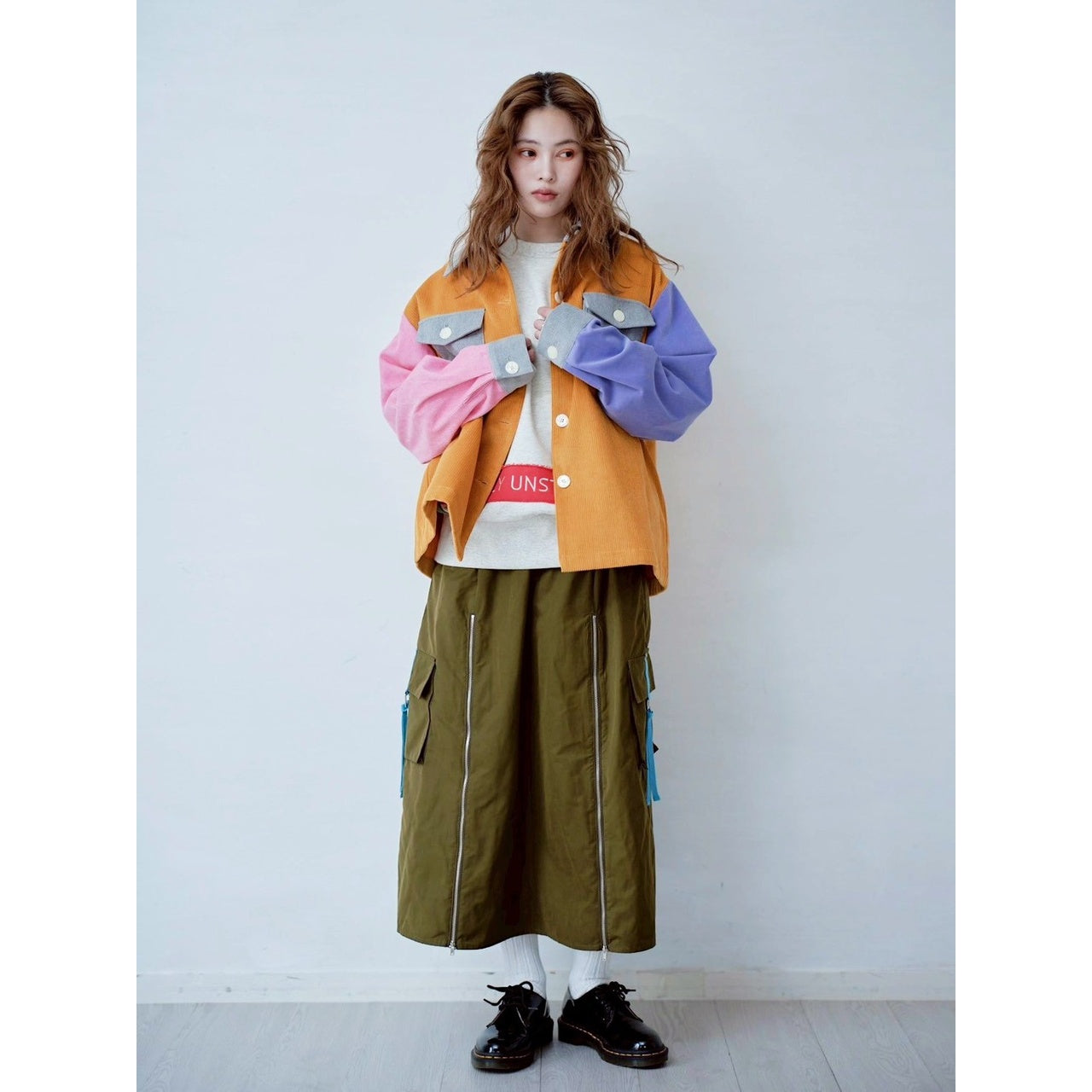 COLOR BLOCK CORDUROY SHIRT
