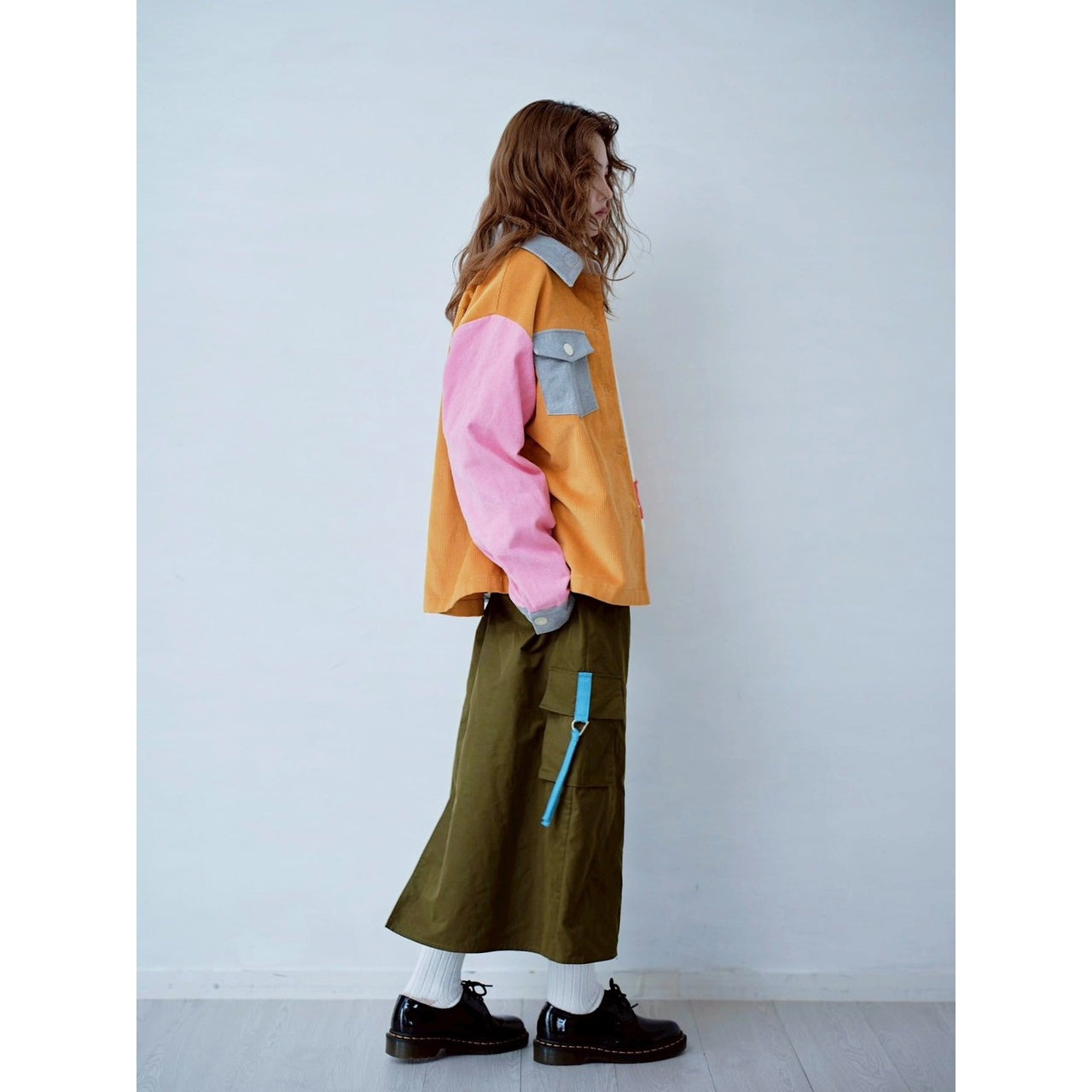 COLOR BLOCK CORDUROY SHIRT