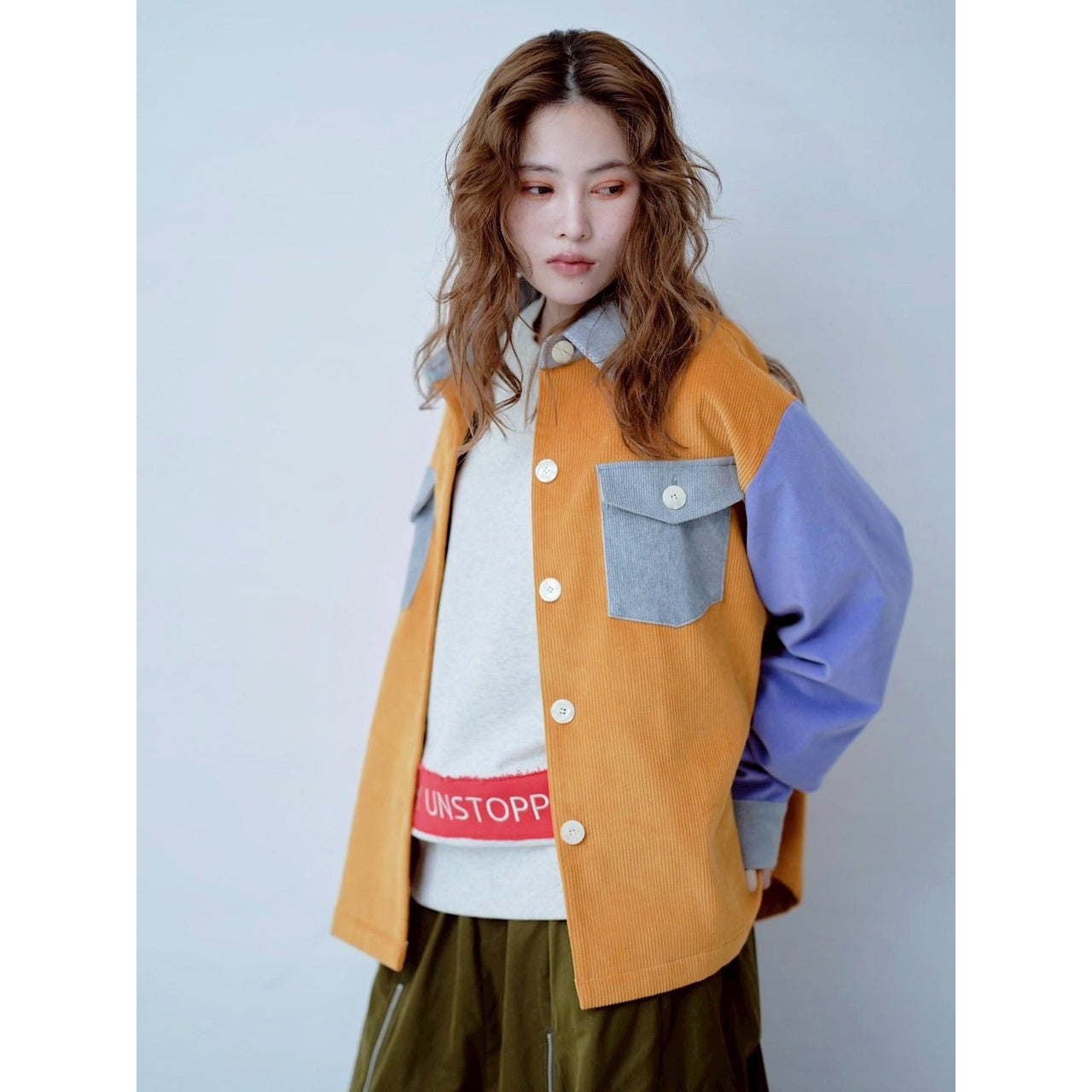 COLOR BLOCK CORDUROY SHIRT