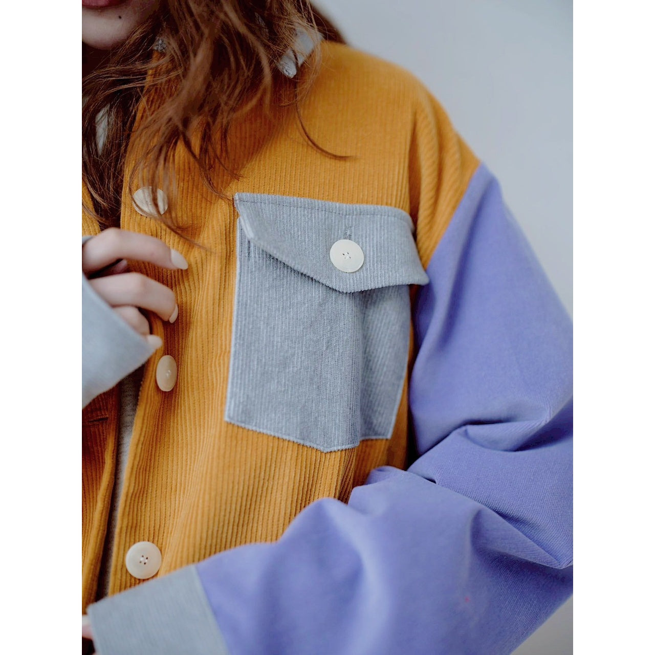 COLOR BLOCK CORDUROY SHIRT