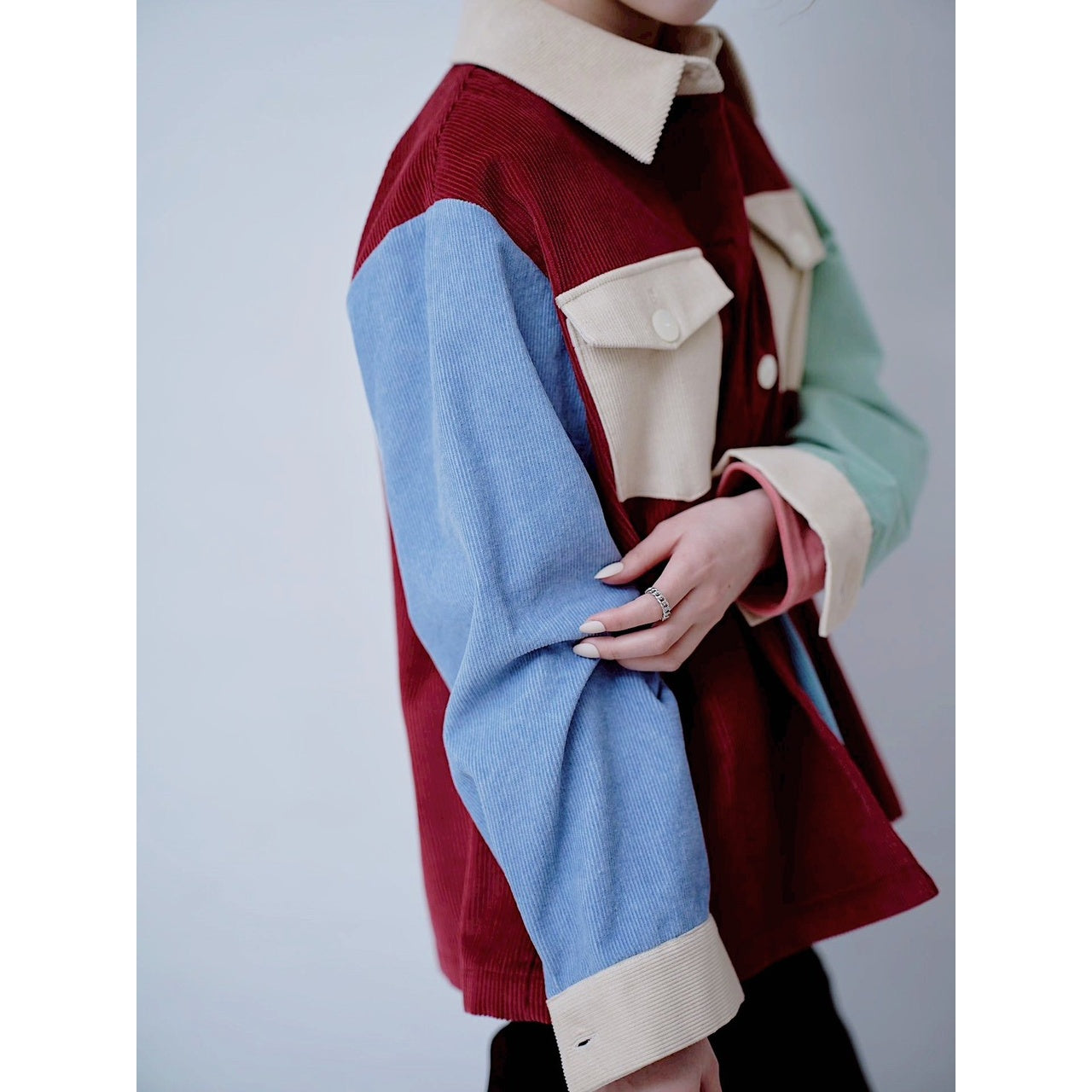 COLOR BLOCK CORDUROY SHIRT