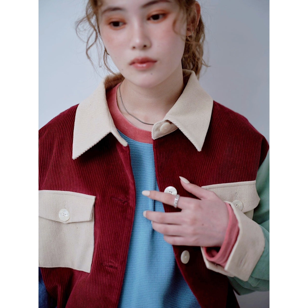COLOR BLOCK CORDUROY SHIRT