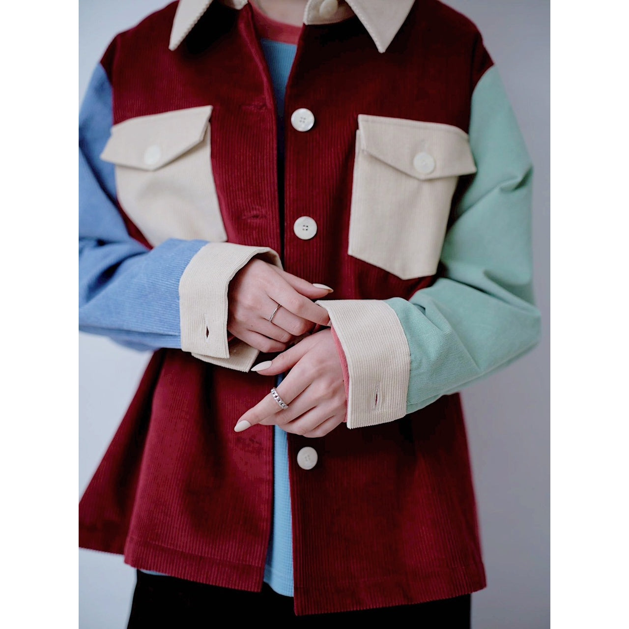 COLOR BLOCK CORDUROY SHIRT