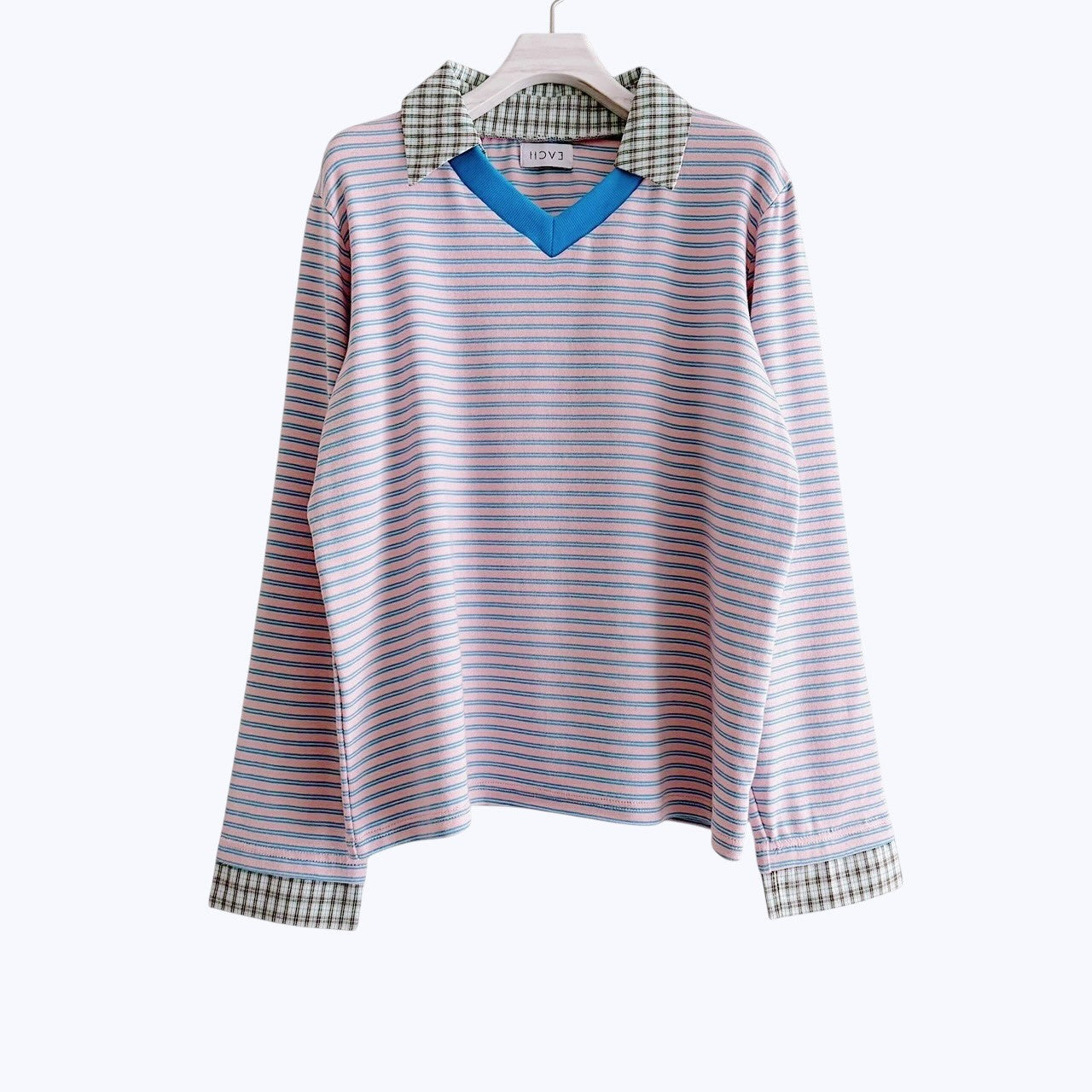 【PRE-ORDER】CHECK COLLAR STRIPED TOP