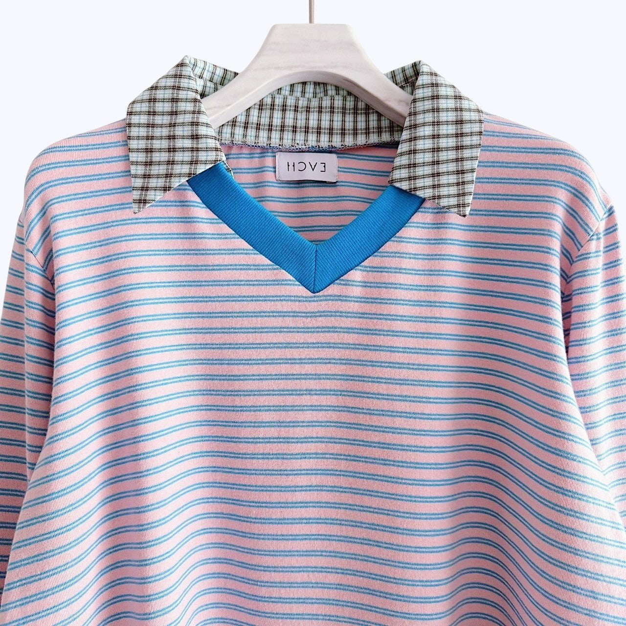 【PRE-ORDER】CHECK COLLAR STRIPED TOP