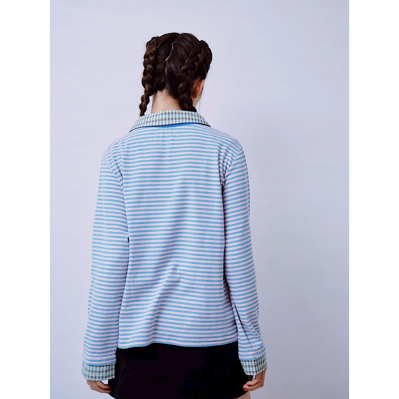 【PRE-ORDER】CHECK COLLAR STRIPED TOP