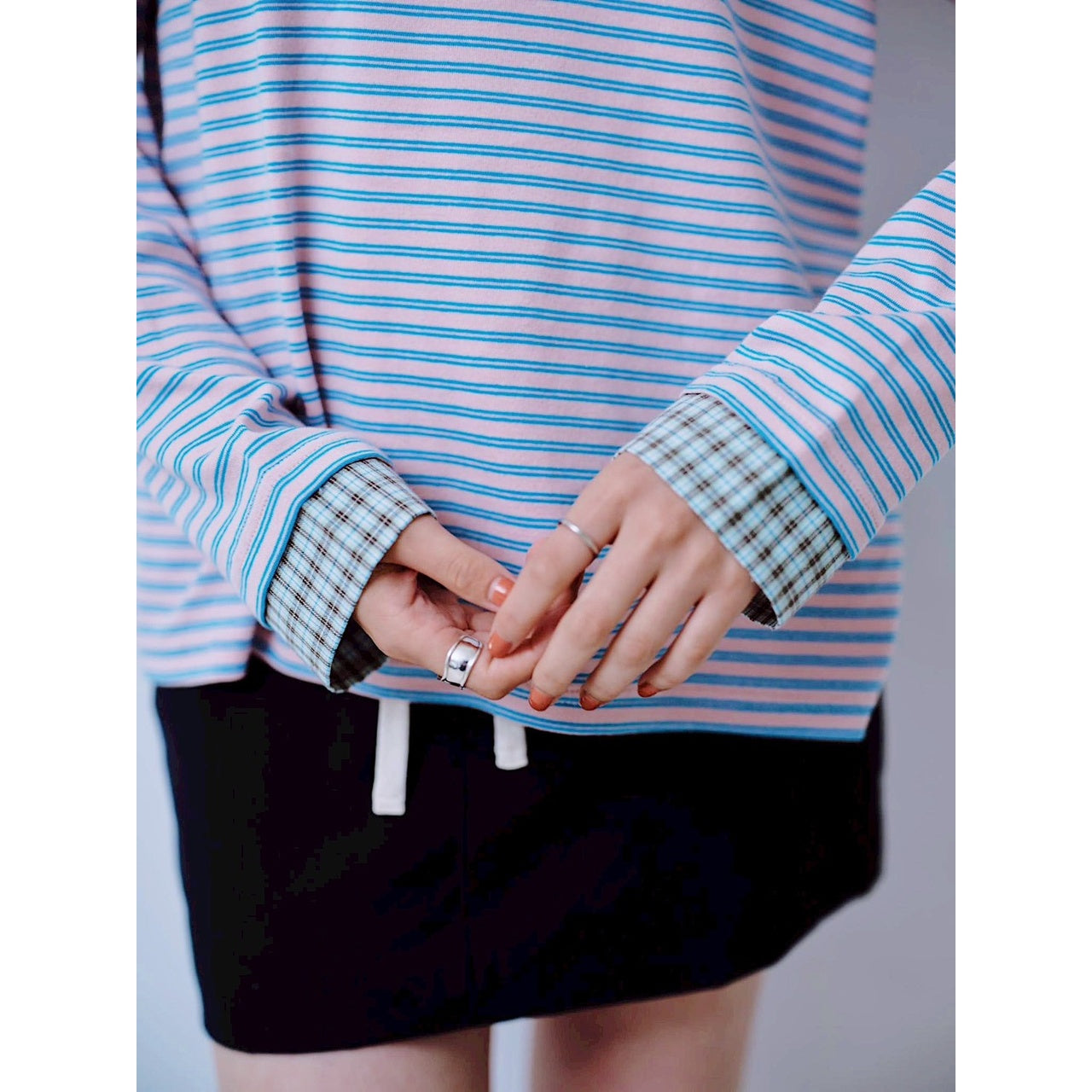 【PRE-ORDER】CHECK COLLAR STRIPED TOP