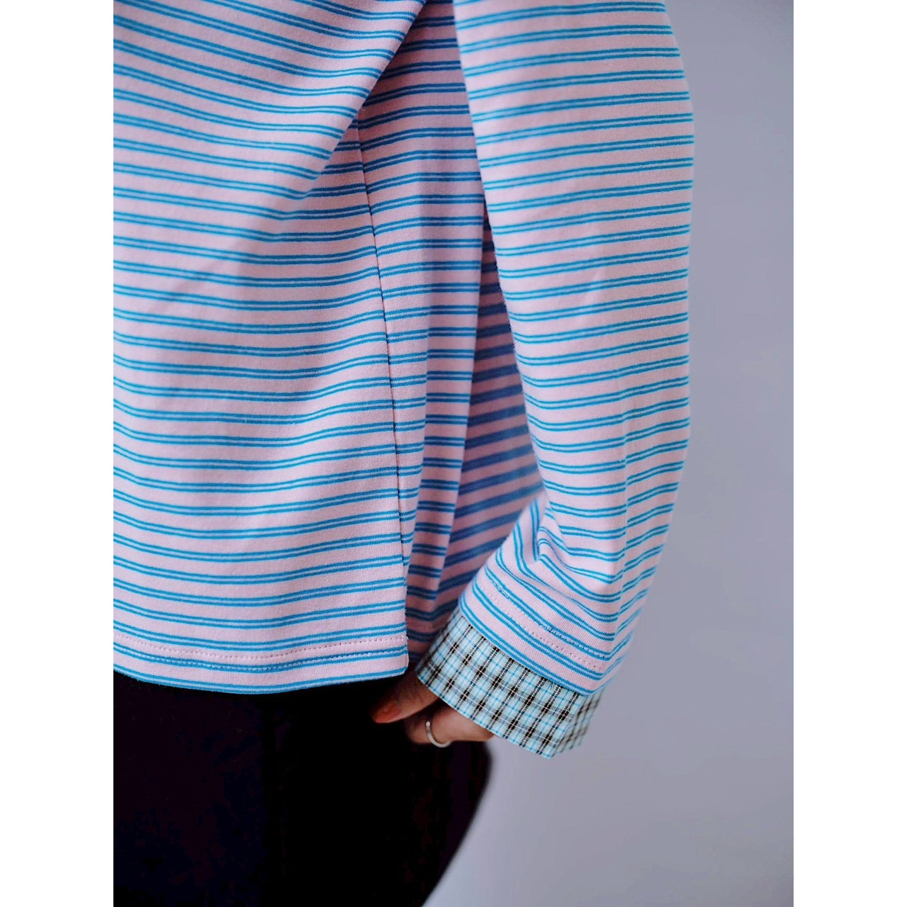 【PRE-ORDER】CHECK COLLAR STRIPED TOP
