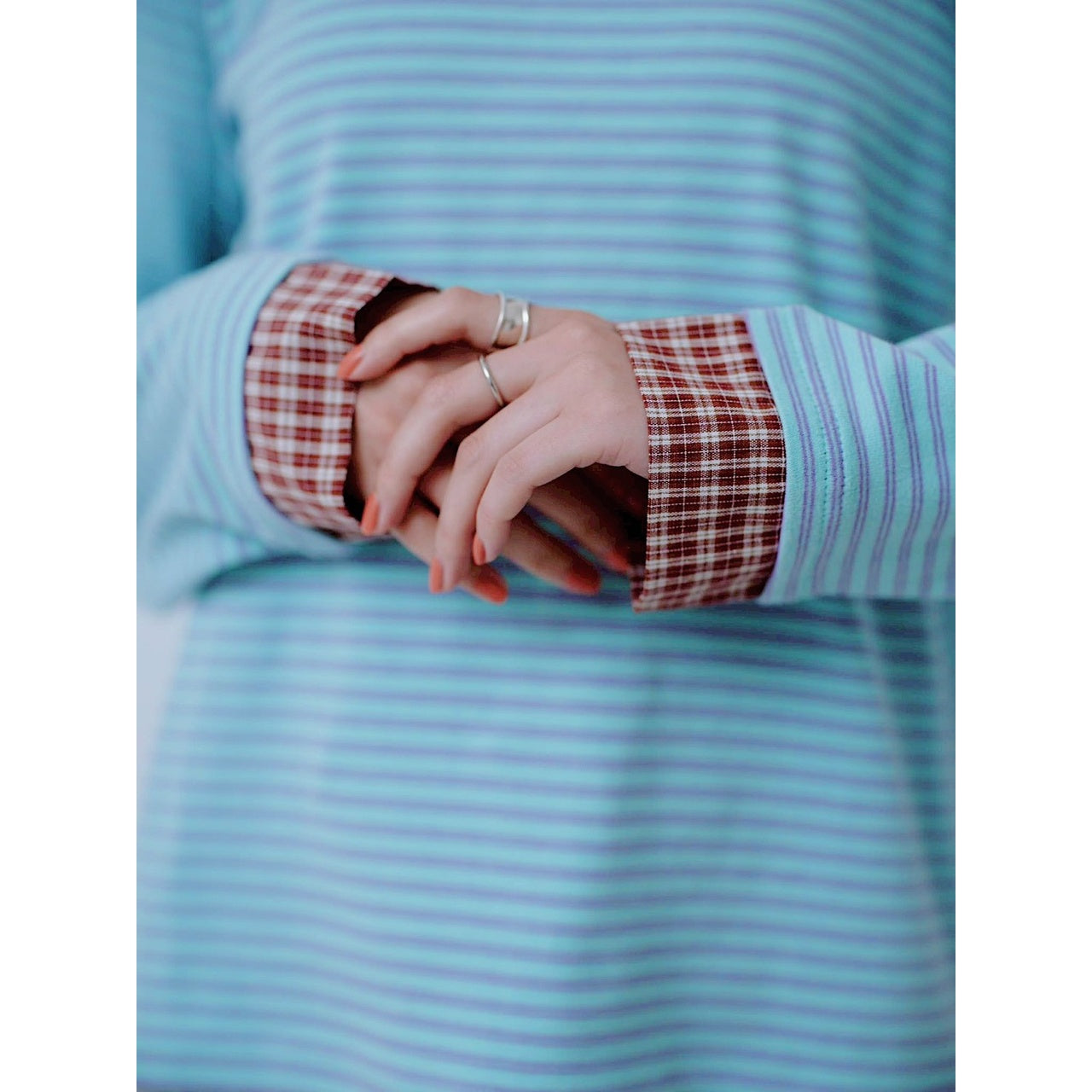 【PRE-ORDER】CHECK COLLAR STRIPED TOP