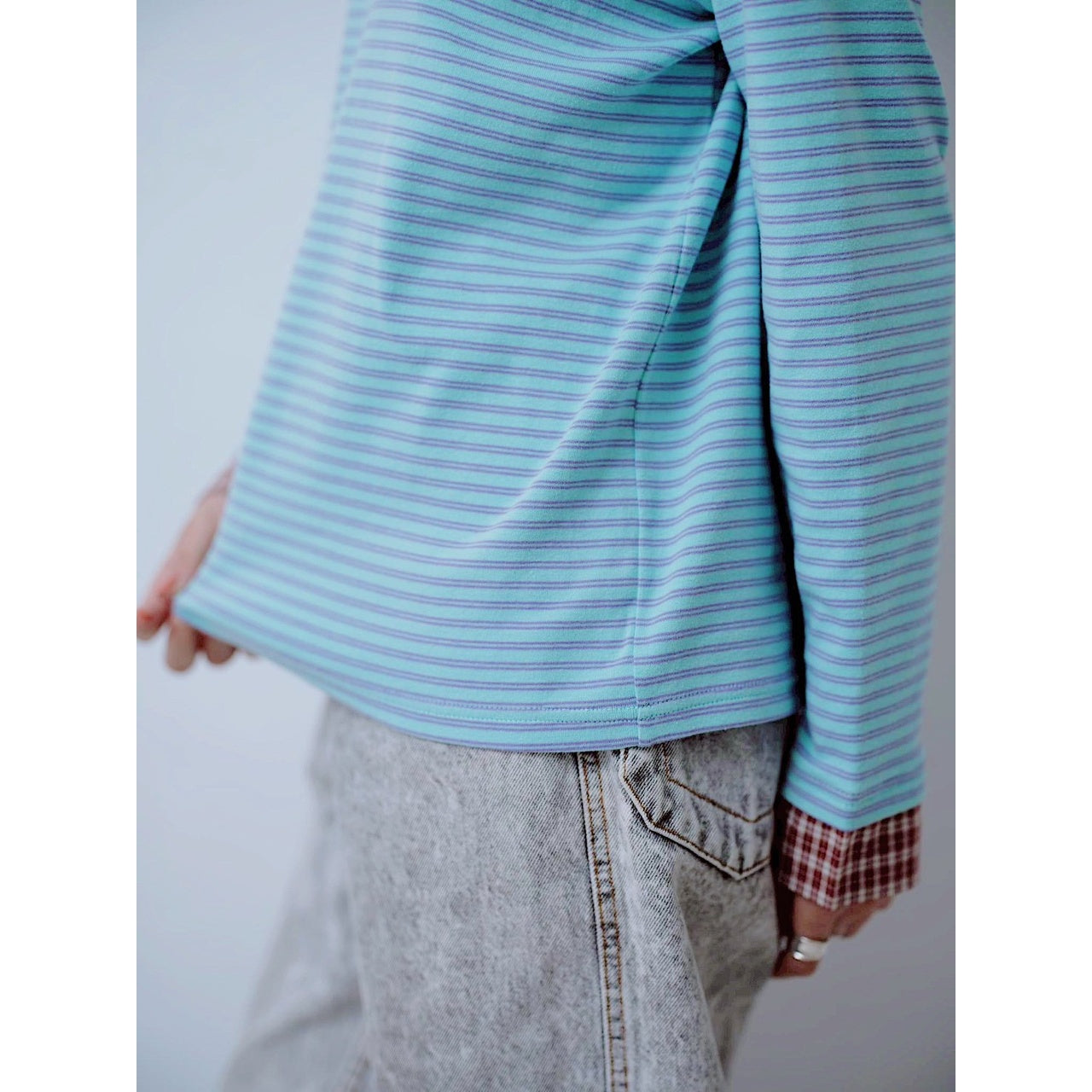 【PRE-ORDER】CHECK COLLAR STRIPED TOP