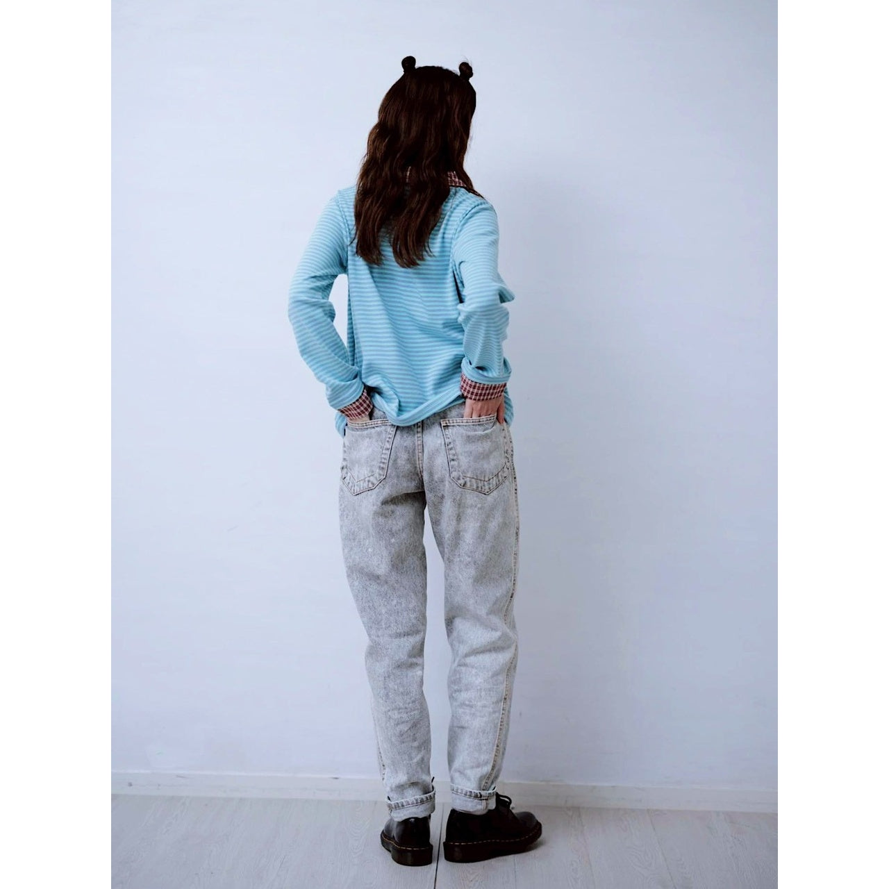 【PRE-ORDER】CHECK COLLAR STRIPED TOP
