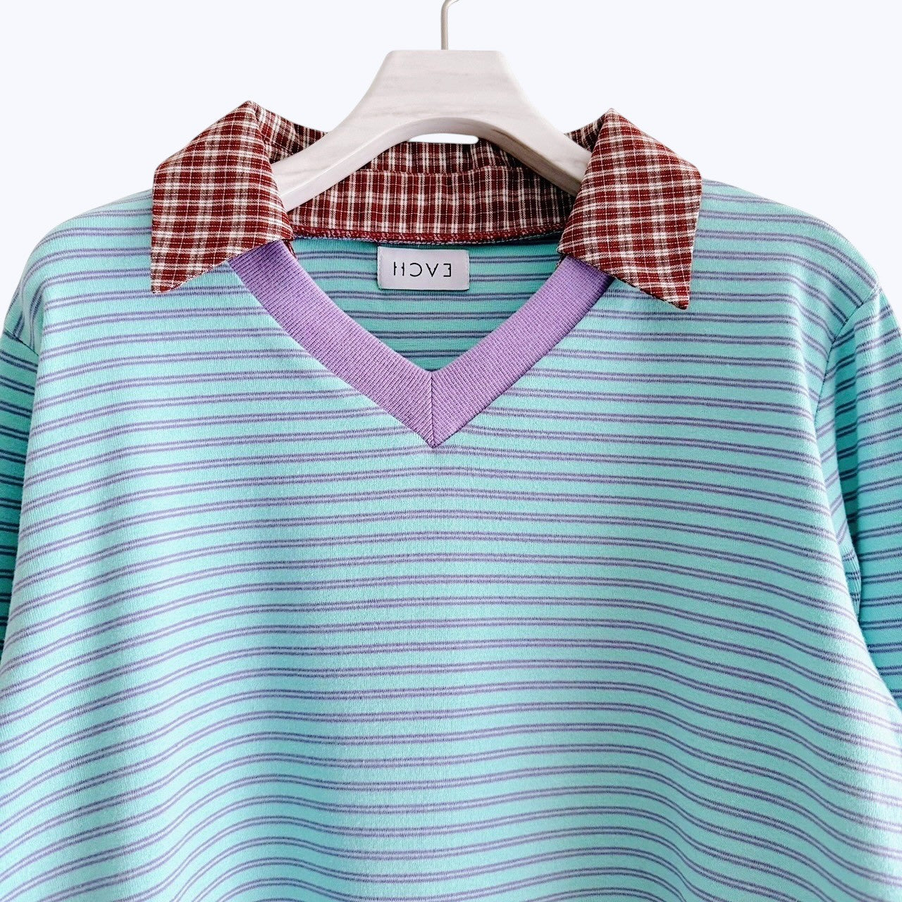 【PRE-ORDER】CHECK COLLAR STRIPED TOP