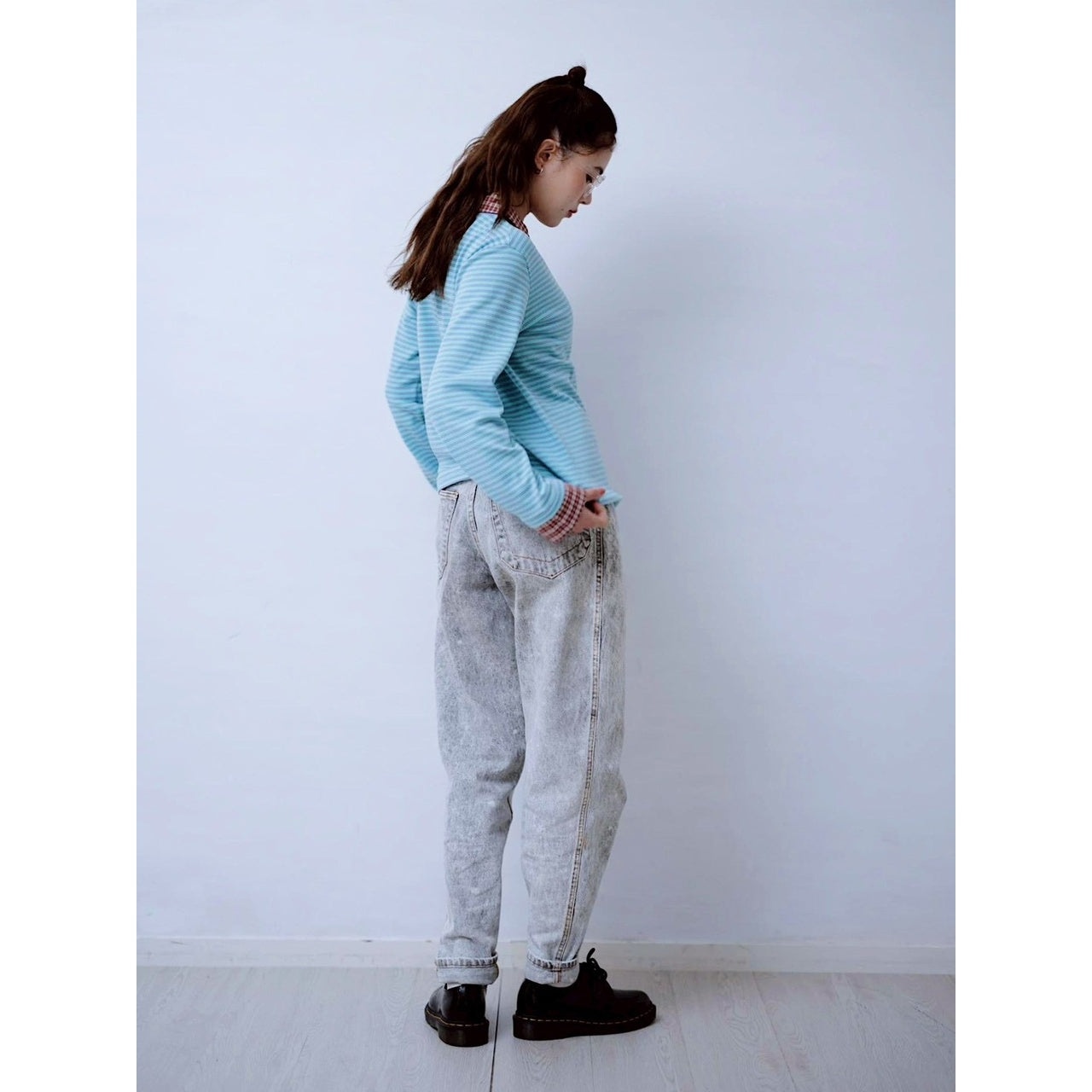 【PRE-ORDER】CHECK COLLAR STRIPED TOP