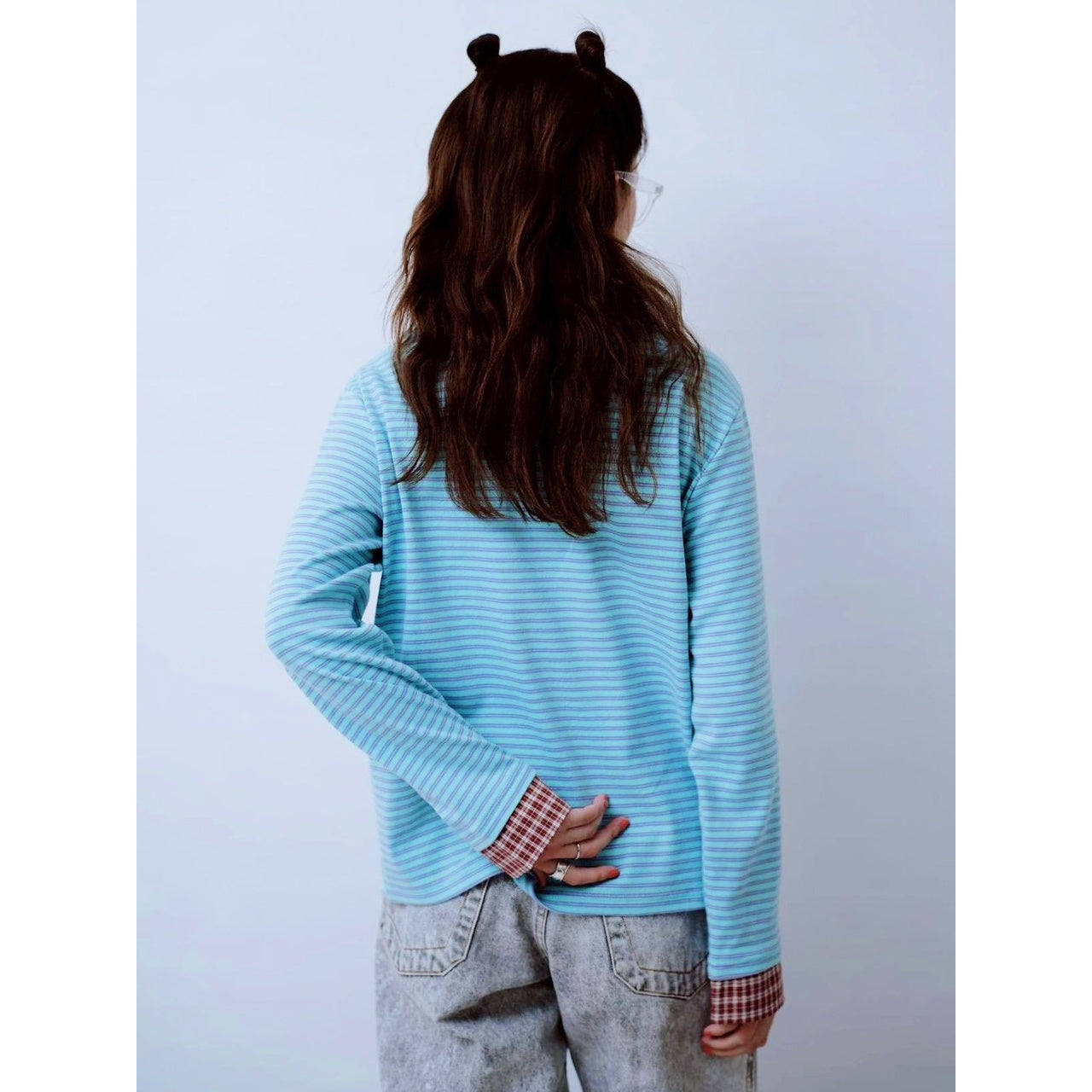 【PRE-ORDER】CHECK COLLAR STRIPED TOP