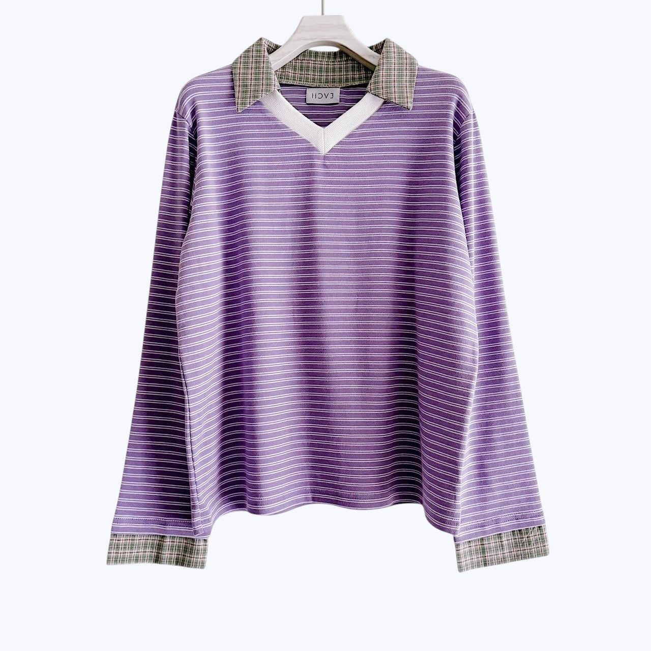 【PRE-ORDER】CHECK COLLAR STRIPED TOP