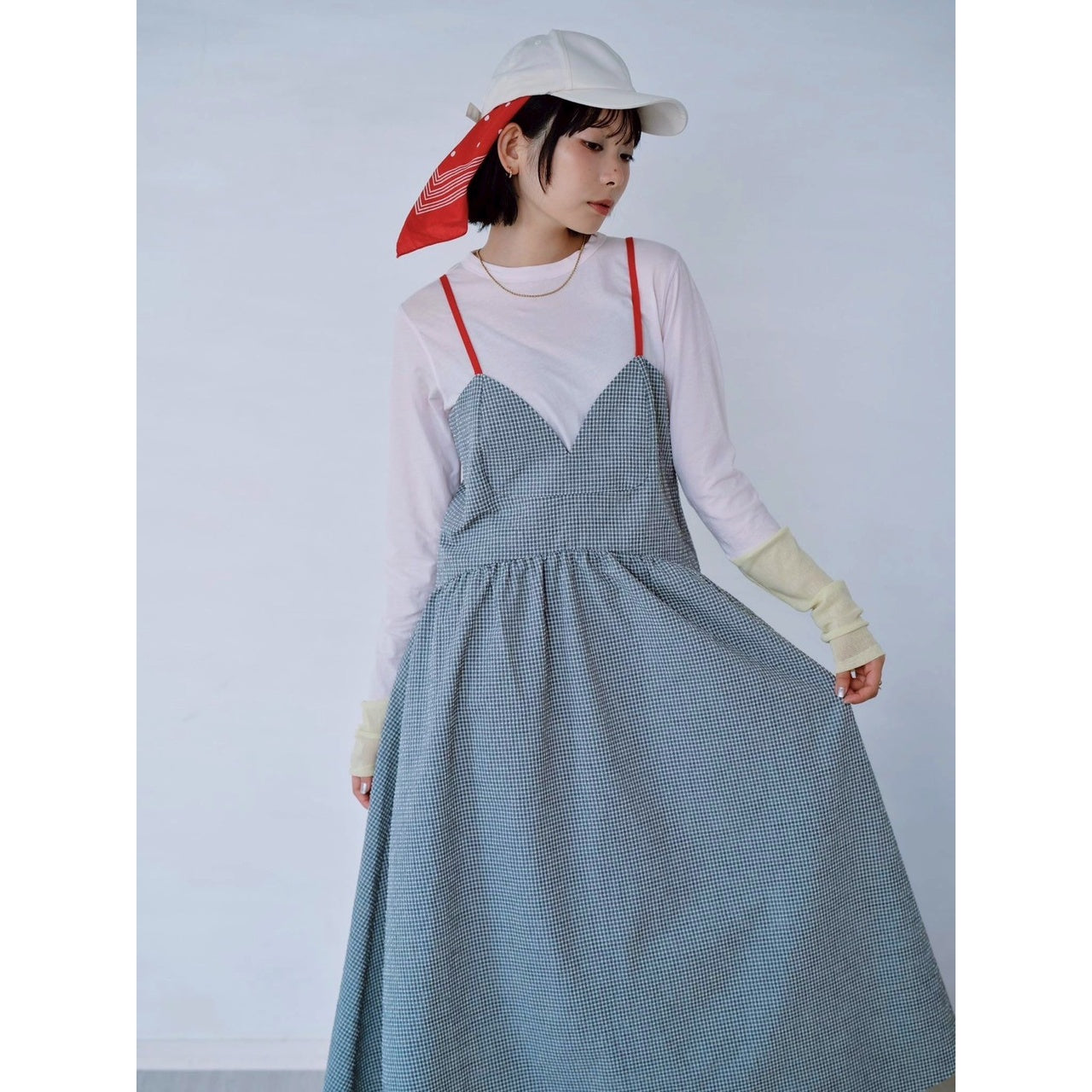 【PRE-ORDER】COLOR STRAP CHECK DRESS