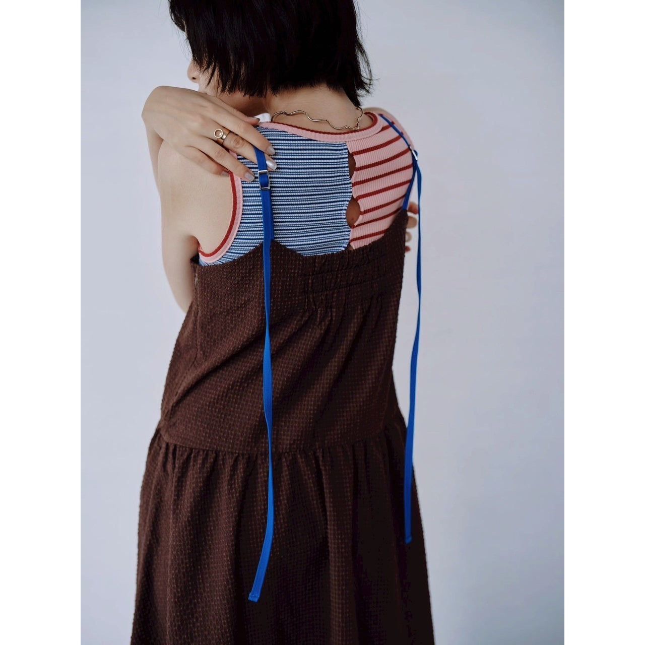 【PRE-ORDER】COLOR STRAP CHECK DRESS