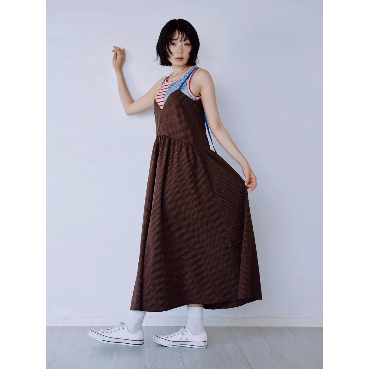 【PRE-ORDER】COLOR STRAP CHECK DRESS