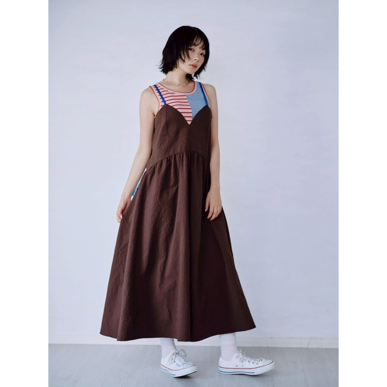 【PRE-ORDER】COLOR STRAP CHECK DRESS