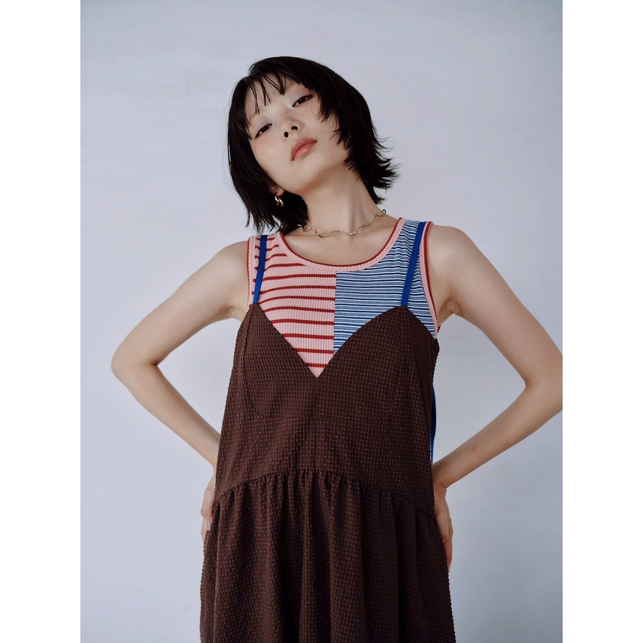 【PRE-ORDER】COLOR STRAP CHECK DRESS