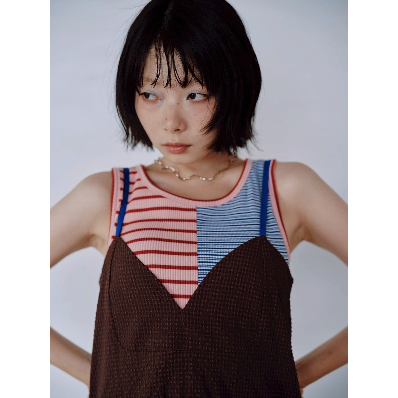 【PRE-ORDER】COLOR STRAP CHECK DRESS