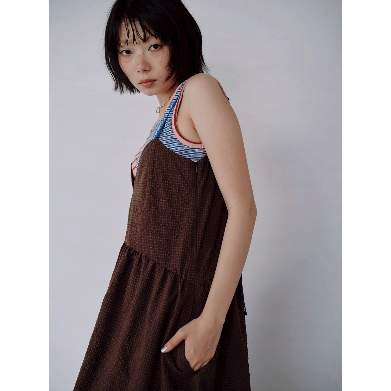 【PRE-ORDER】COLOR STRAP CHECK DRESS