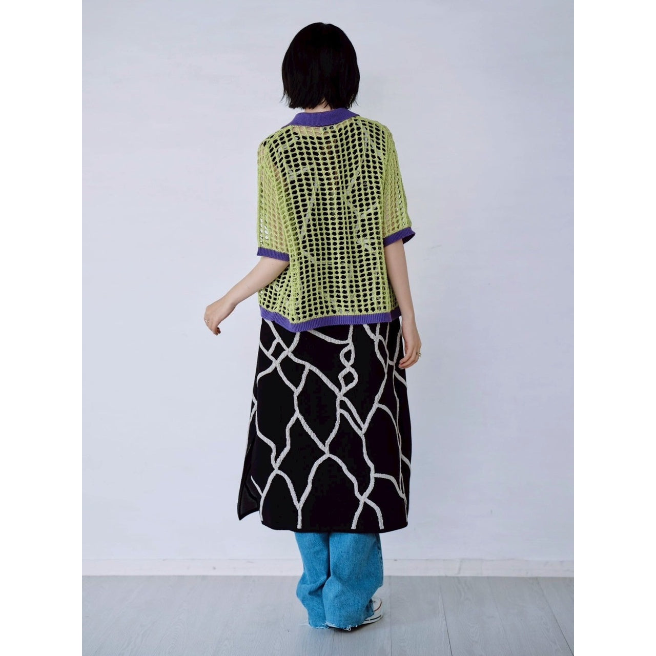 【PRE-ORDER】COLOR TRIM MESH KNIT CARDIGAN