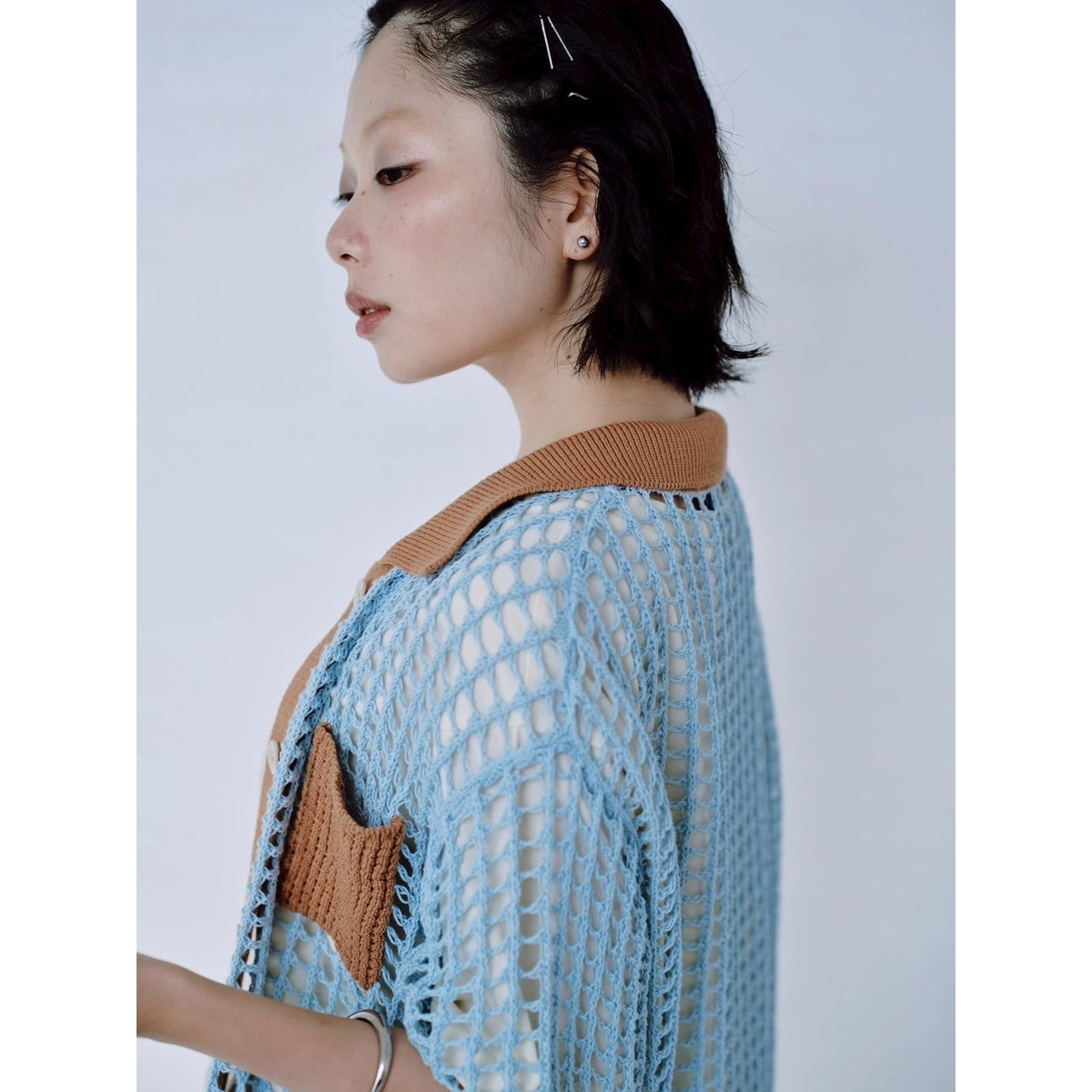 【PRE-ORDER】COLOR TRIM MESH KNIT CARDIGAN