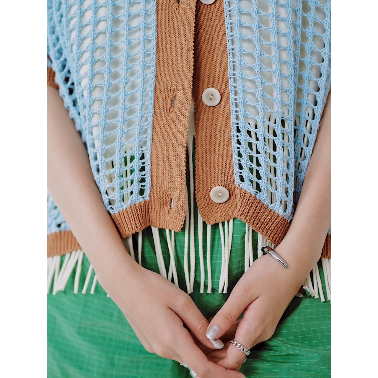 【PRE-ORDER】COLOR TRIM MESH KNIT CARDIGAN