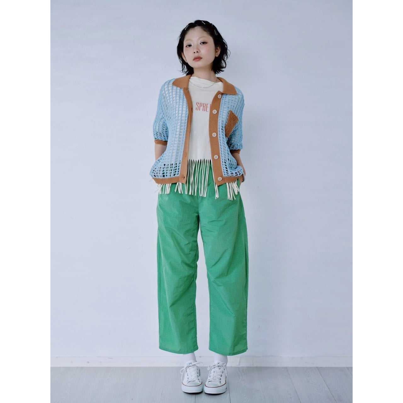 【PRE-ORDER】COLOR TRIM MESH KNIT CARDIGAN