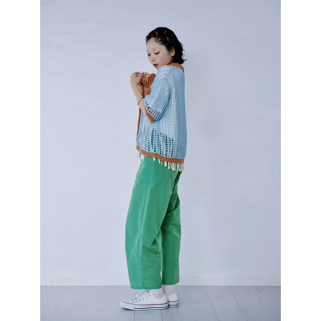 【PRE-ORDER】COLOR TRIM MESH KNIT CARDIGAN