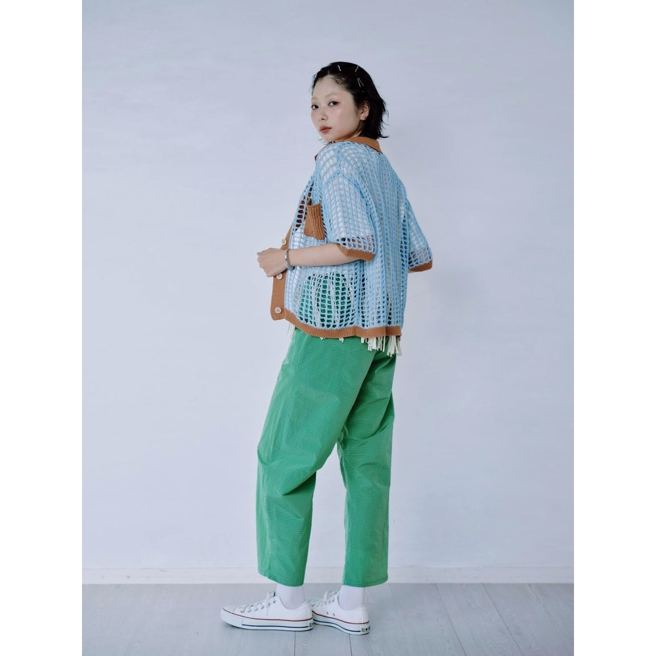 【PRE-ORDER】COLOR TRIM MESH KNIT CARDIGAN