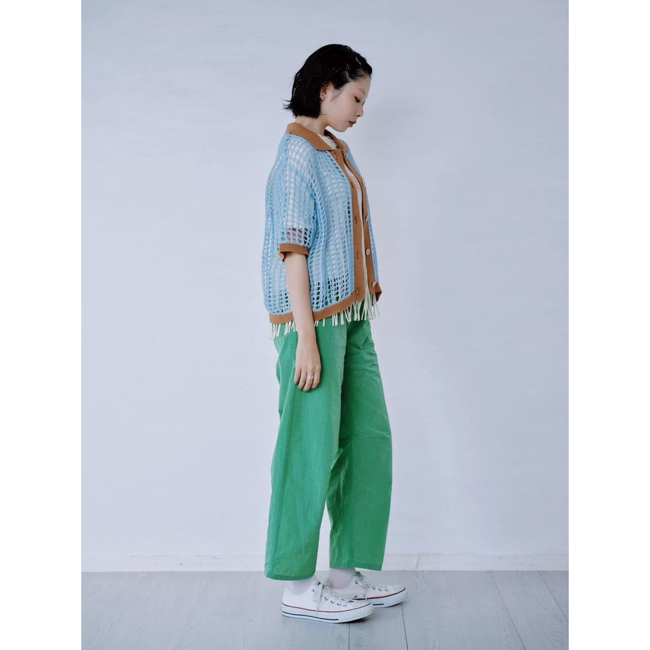 【PRE-ORDER】COLOR TRIM MESH KNIT CARDIGAN