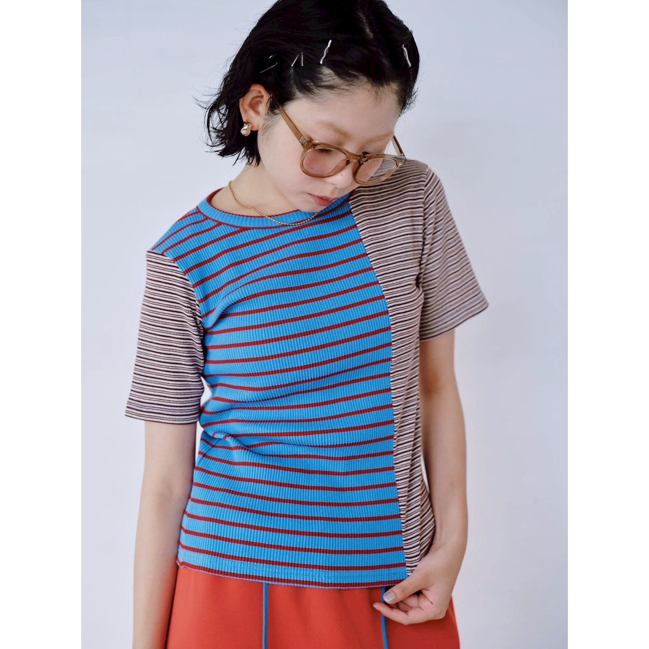 【PRE-ORDER】MIX STRIPE RIB TEE