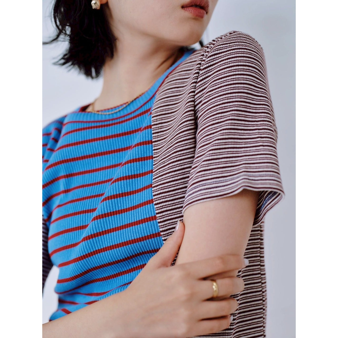 【PRE-ORDER】MIX STRIPE RIB TEE