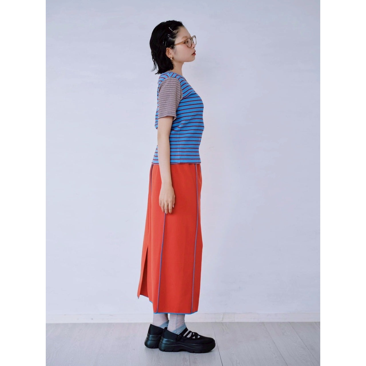 【PRE-ORDER】MIX STRIPE RIB TEE